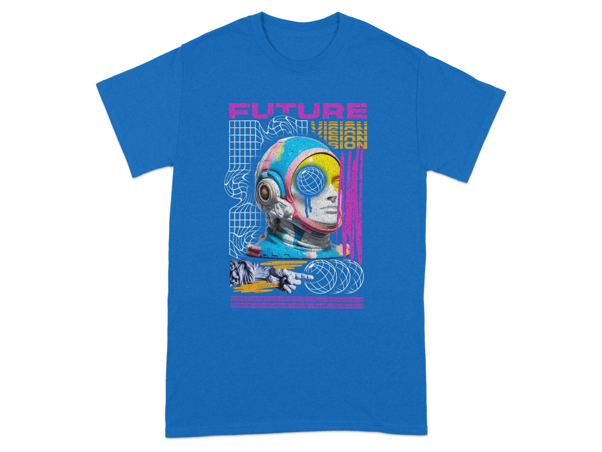 Futuristic Robot Design Blue Graphic T-shirt