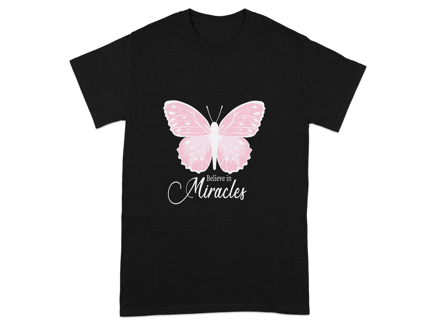 Believe in Miracles Pink Butterfly T-Shirt