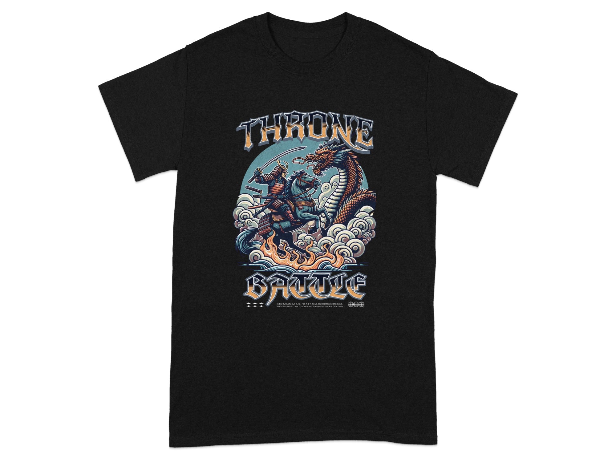 Throne Battle Knight and Dragon Graphic T-shirt