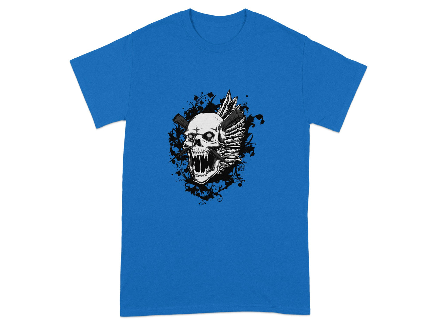 Blue Shirt with Cool Skull Graphic Design Image shirt