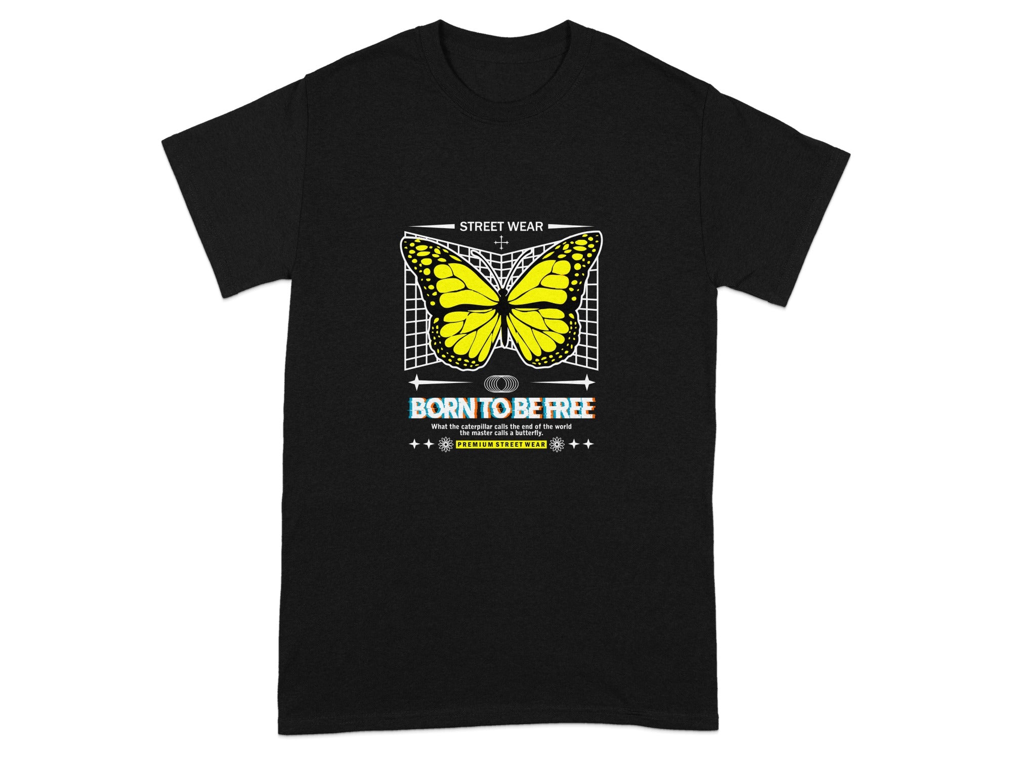 Born to Be Free Graphic Butterfly T-shirt