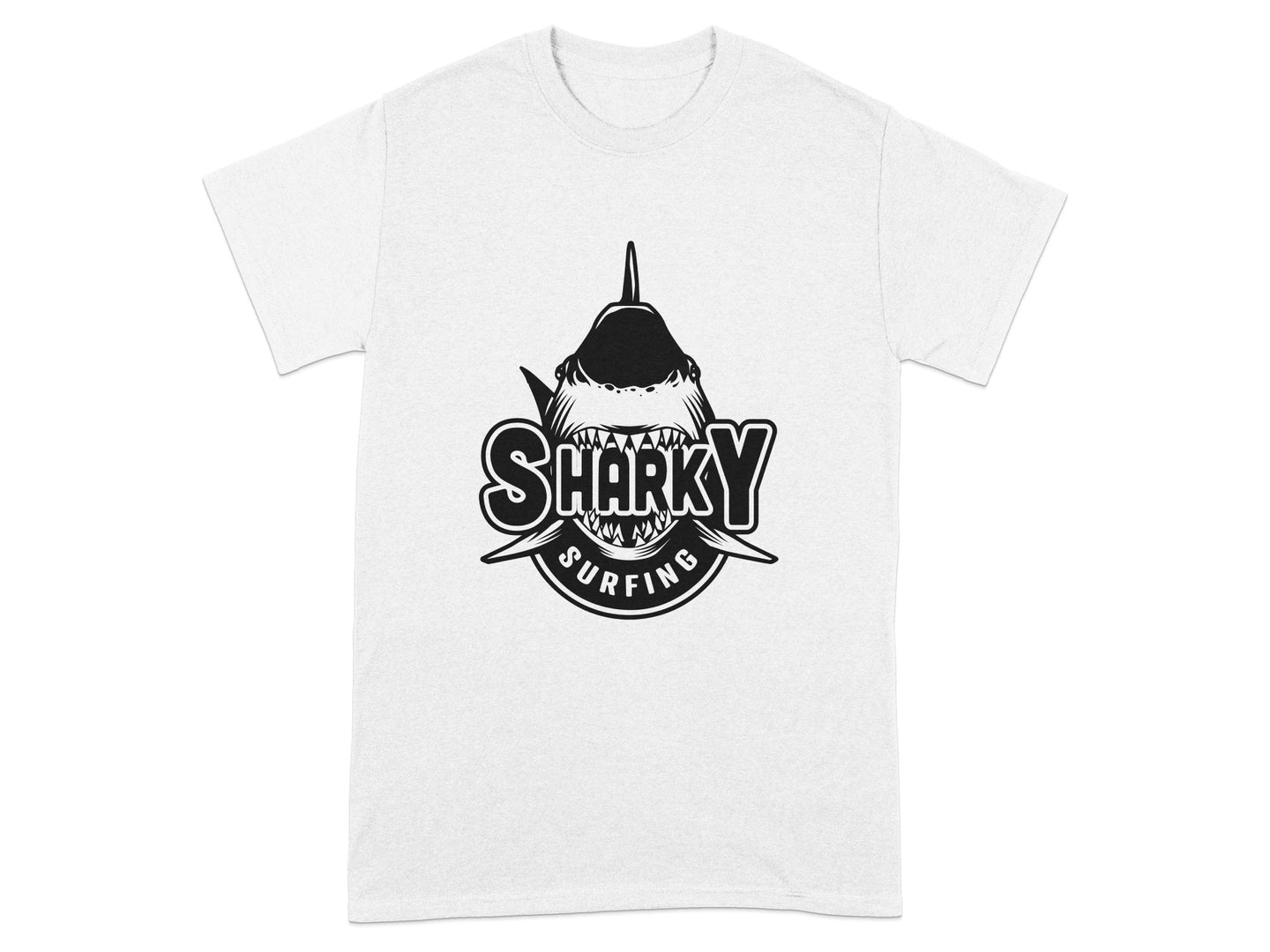 Sharky Surfing Graphic T-Shirt for Adventure Lovers