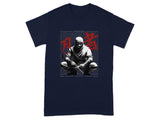 Blue T-shirt with Ninja Sitting Graphic Design