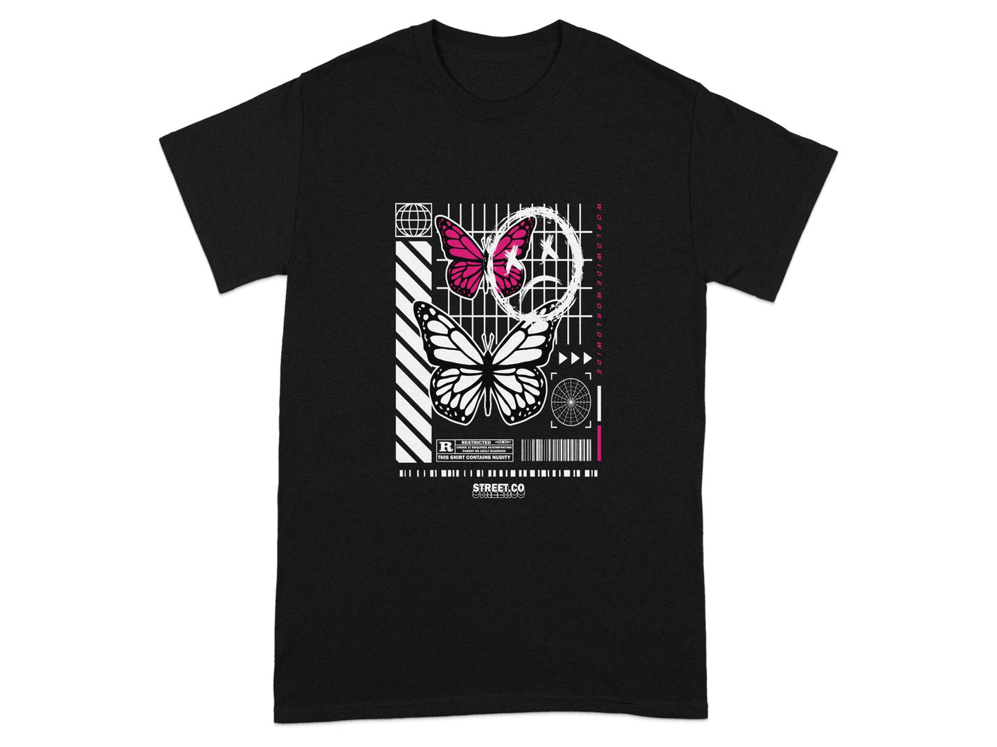 Artistic butterfly street evolution graphic tee