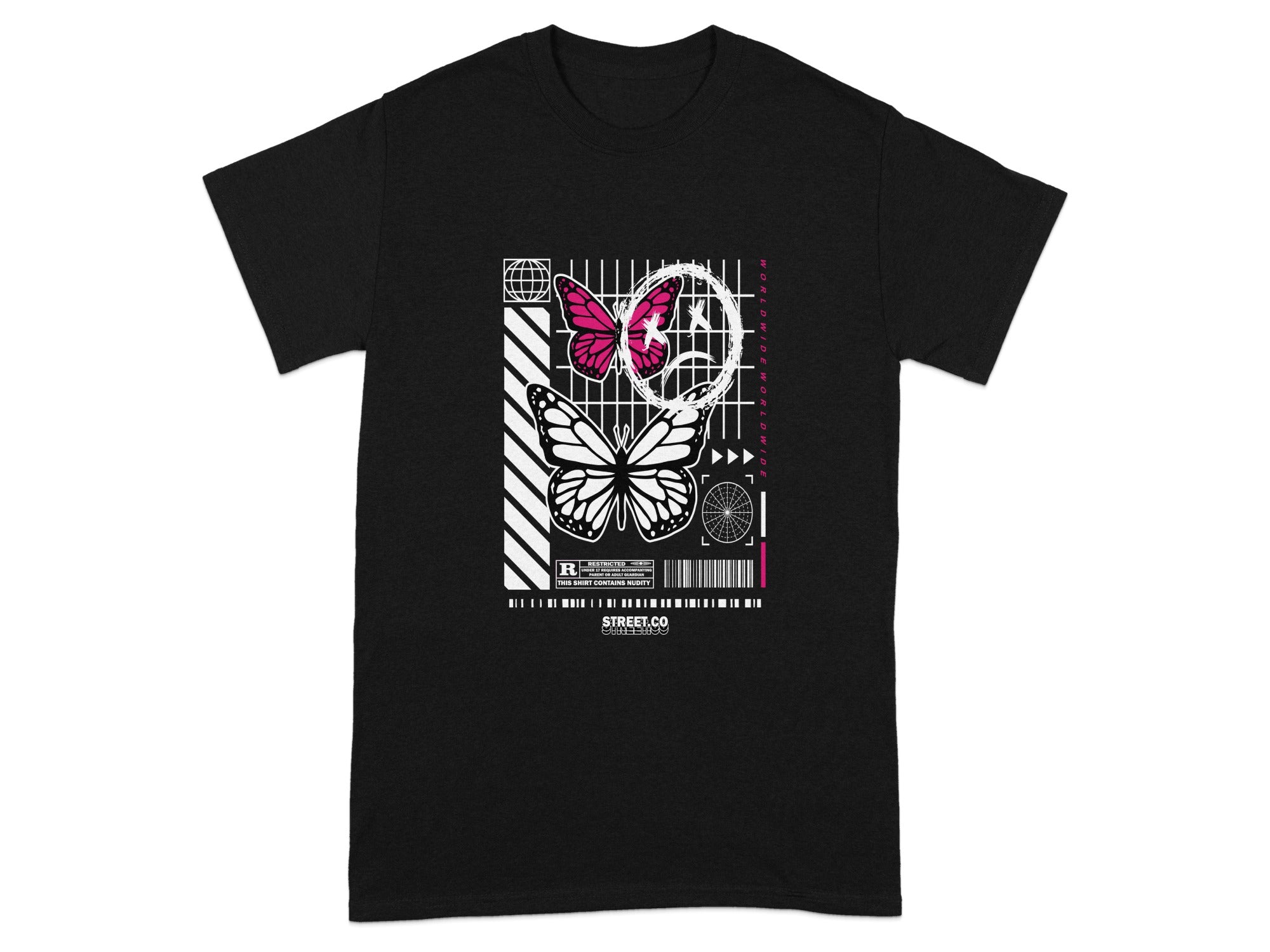 Artistic butterfly street evolution graphic tee