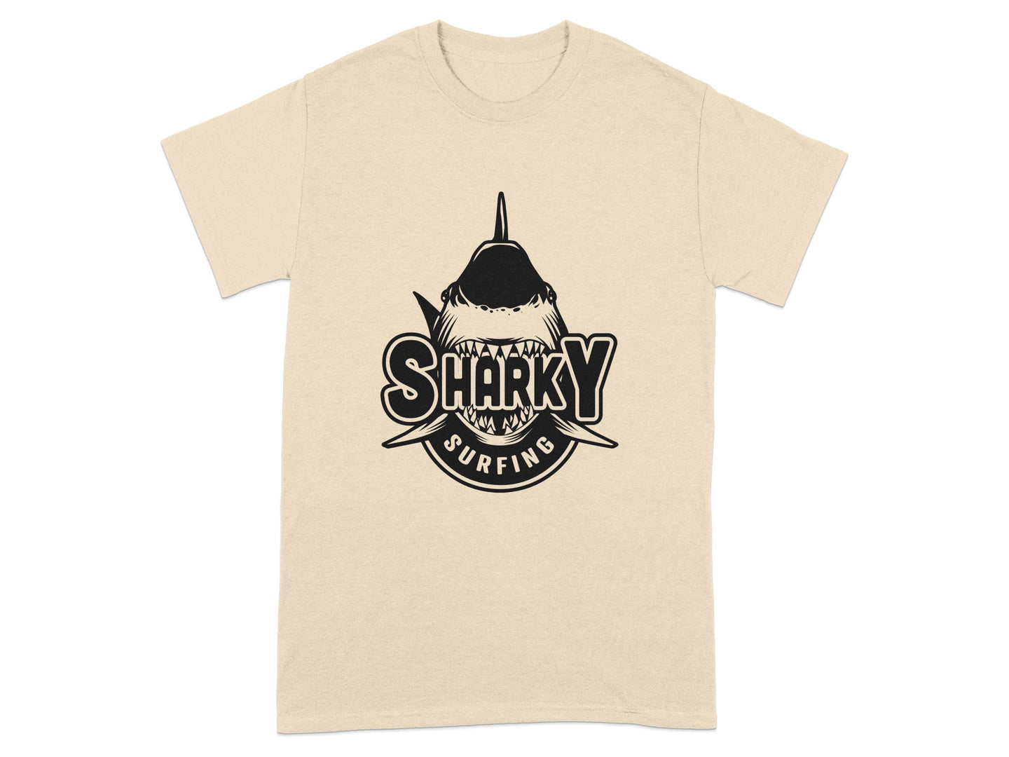 Sharky Surfing Tee with Fierce Shark Graphic