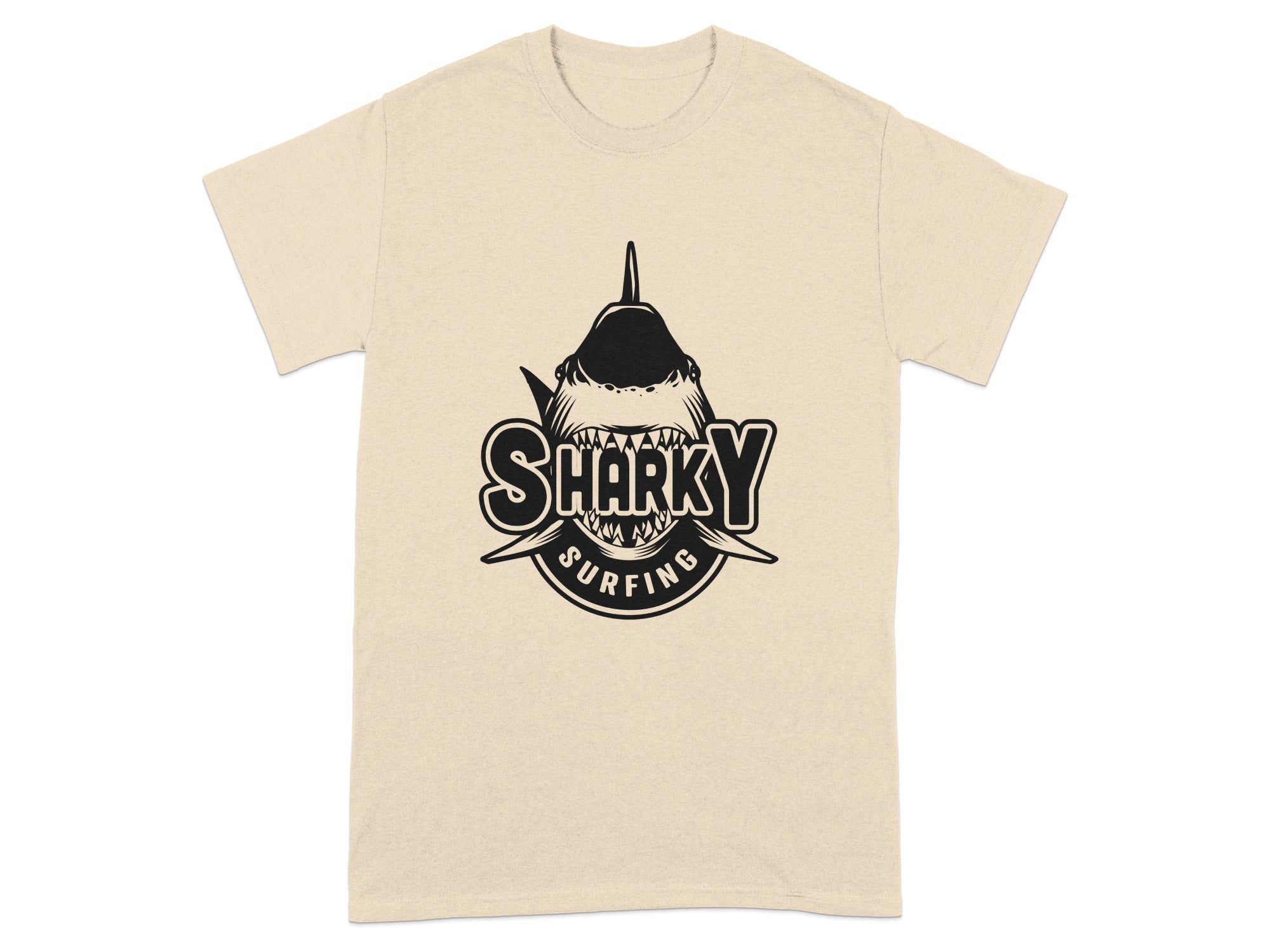 Sharky Surfing Tee with Fierce Shark Graphic