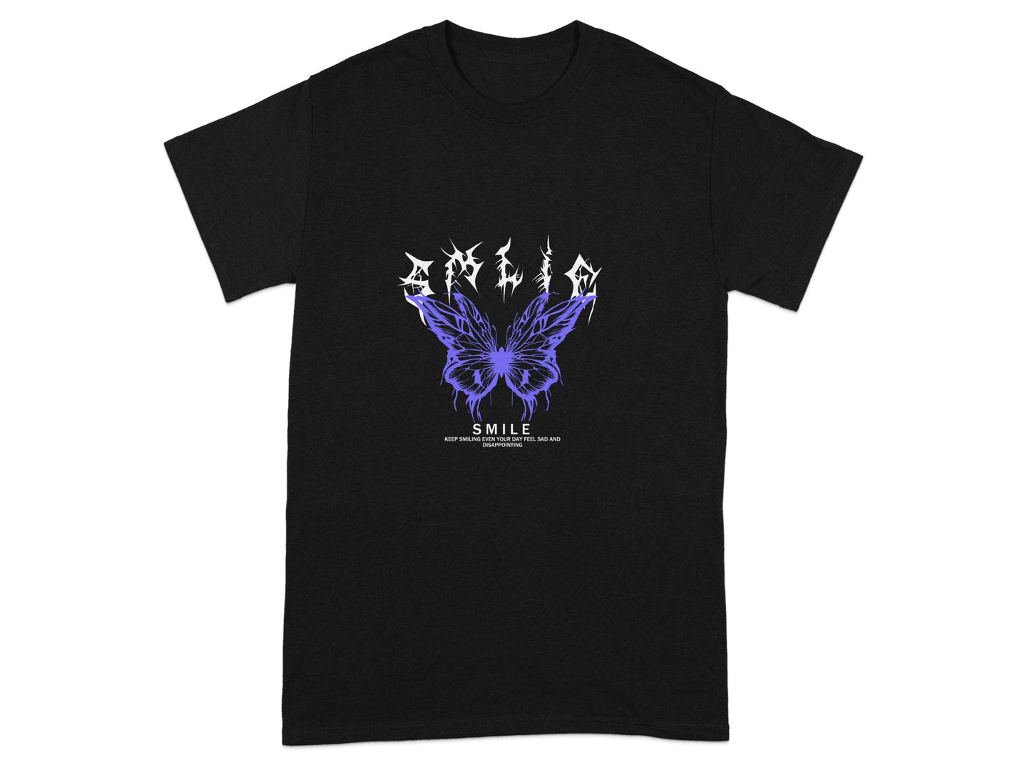 Grunge Butterfly Graphic Design Smile T-Shirt