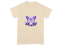 Graphic T-shirt with Blue Butterfly Print Design