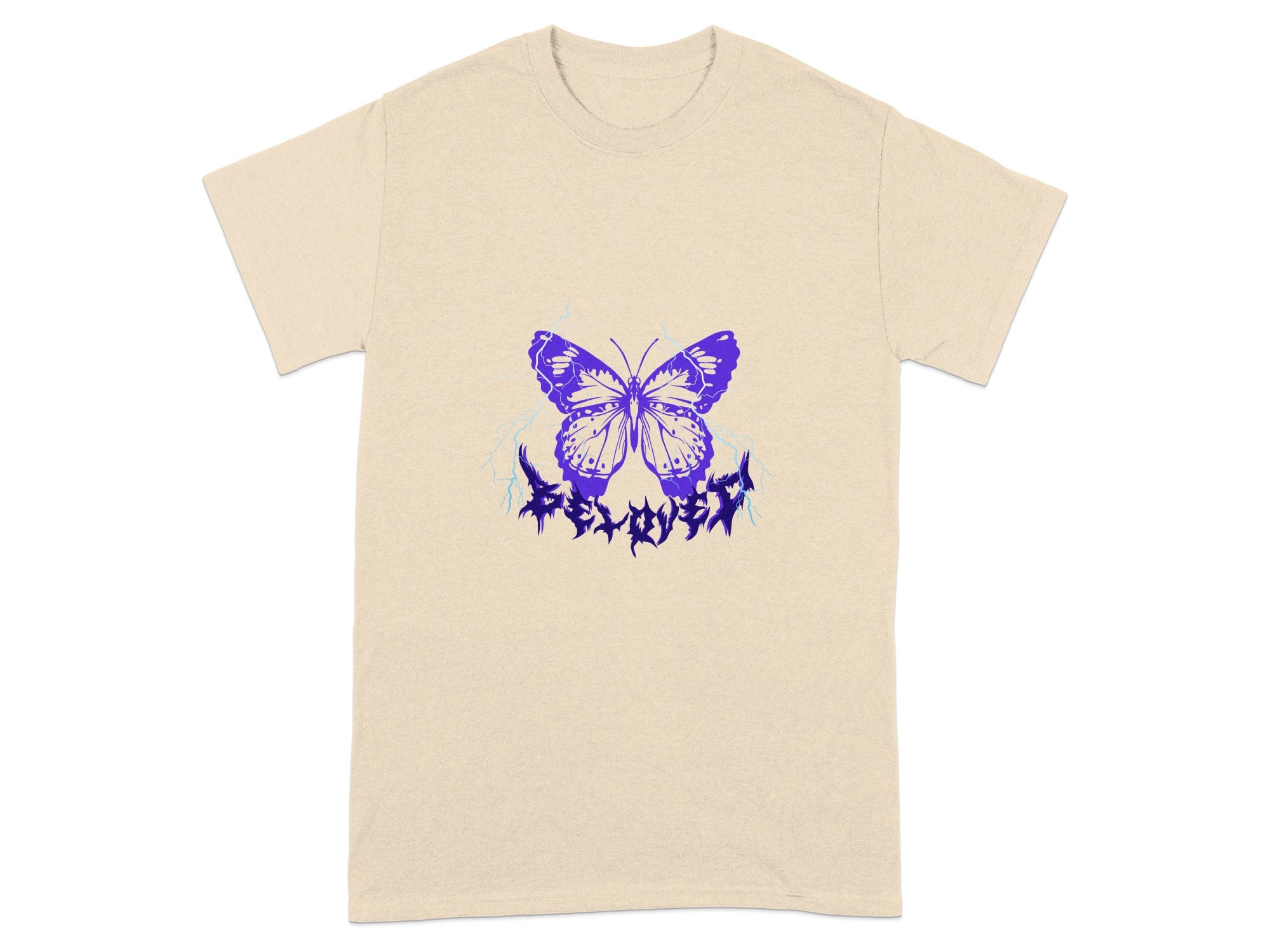 Graphic T-shirt with Blue Butterfly Print Design