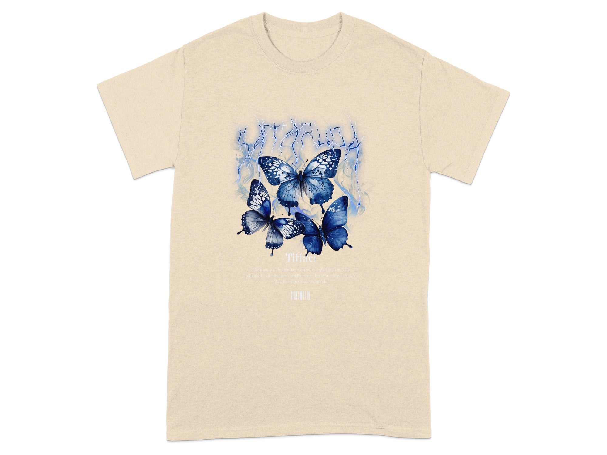 Stylish Blue Butterfly Graphic Design T-Shirt