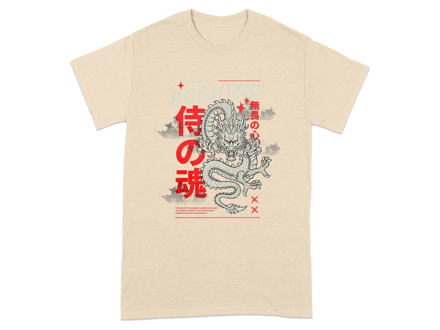 Samurai Spirit T-Shirt with Dragon Japanese Print