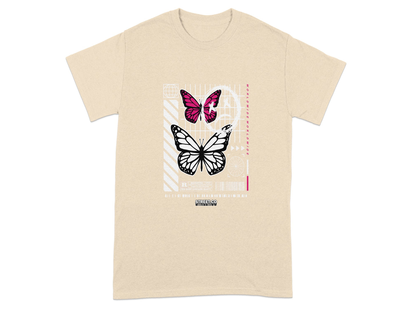 Butterfly and Geometric Patterns Graphic T-shirt