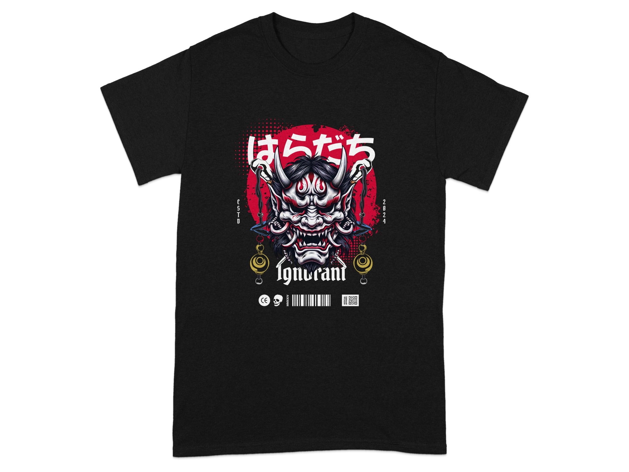 Samurai Demon Graphic Design Black T-Shirt