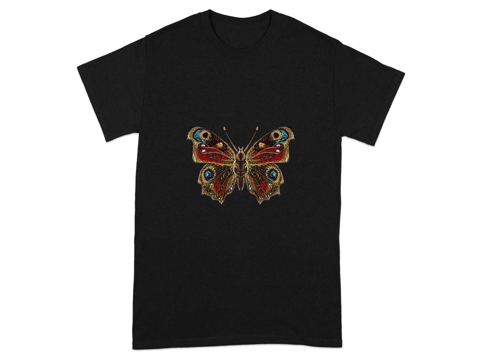 Bright Peacock Butterfly Graphic Design T-shirt