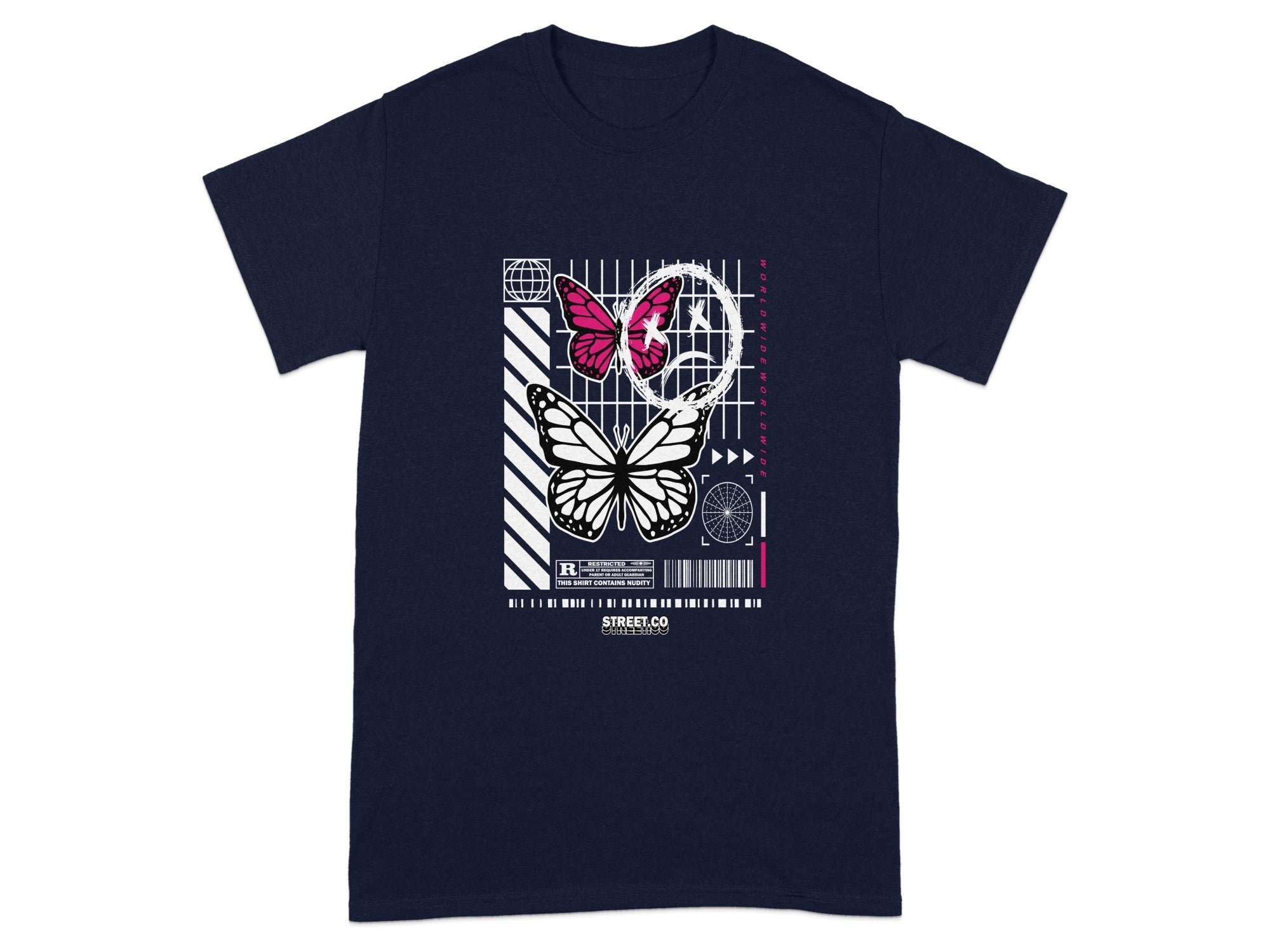 Stylish Graphic Tee with Butterfly Design Print