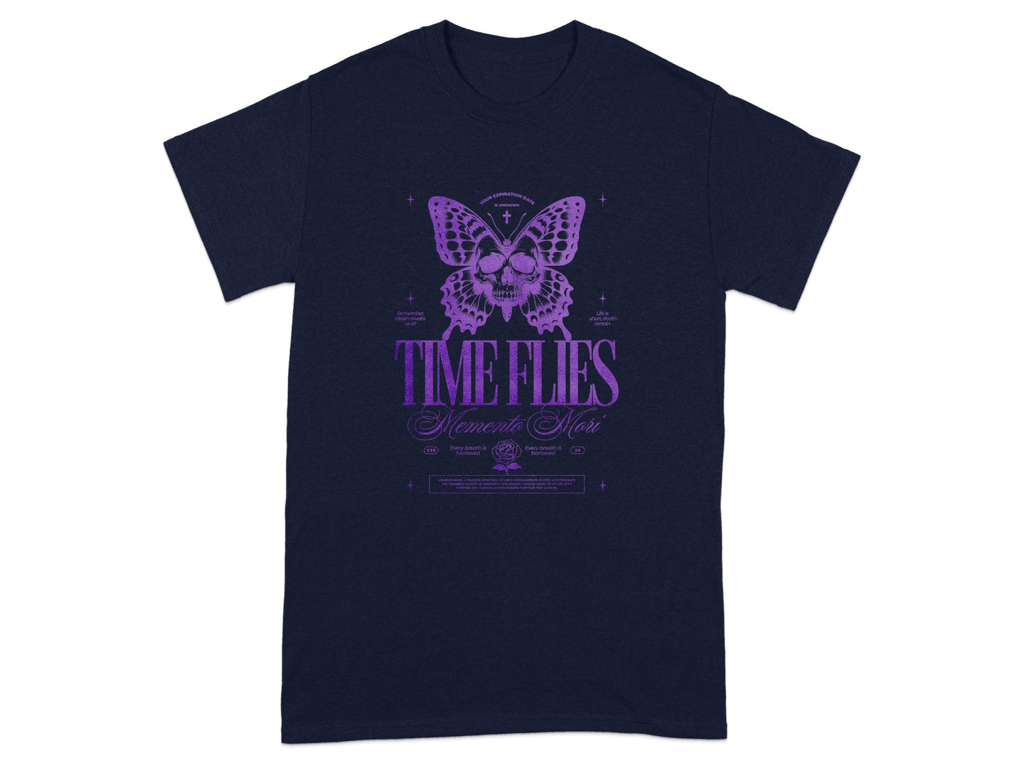Time Flies Moments Noir Butterfly Graphic T-Shirt