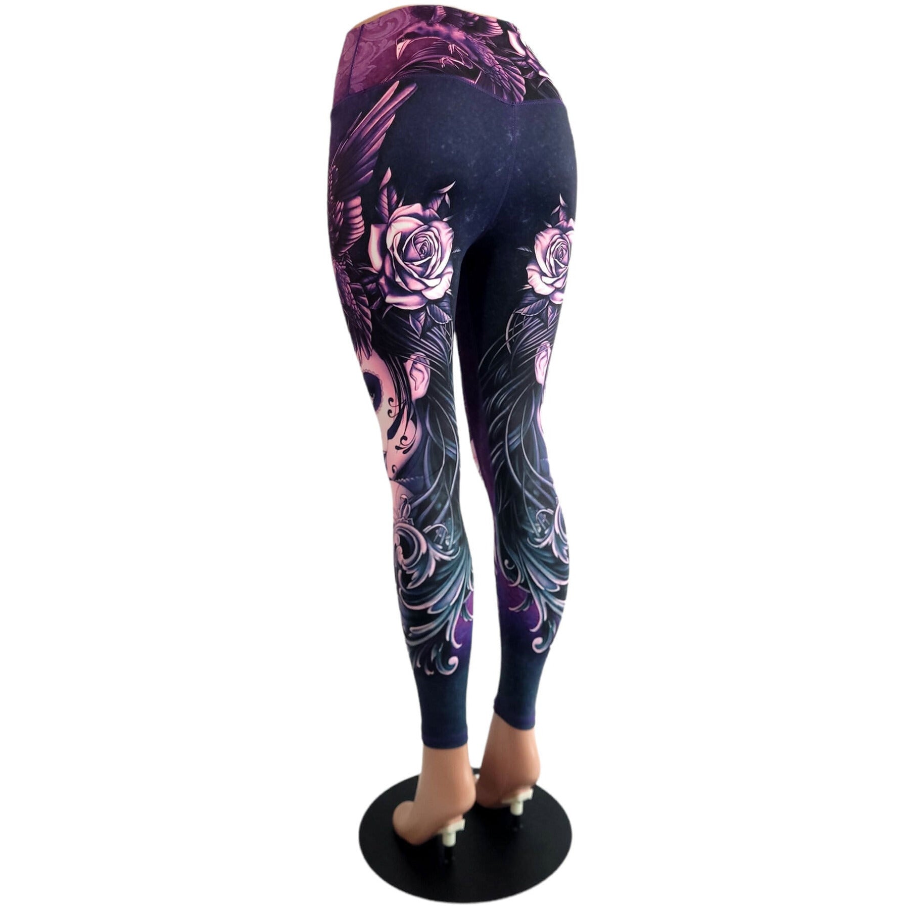  Music Legs Sugar Skull Print Tights, Black/White, One Size:  Clothing, Shoes & Jewelry