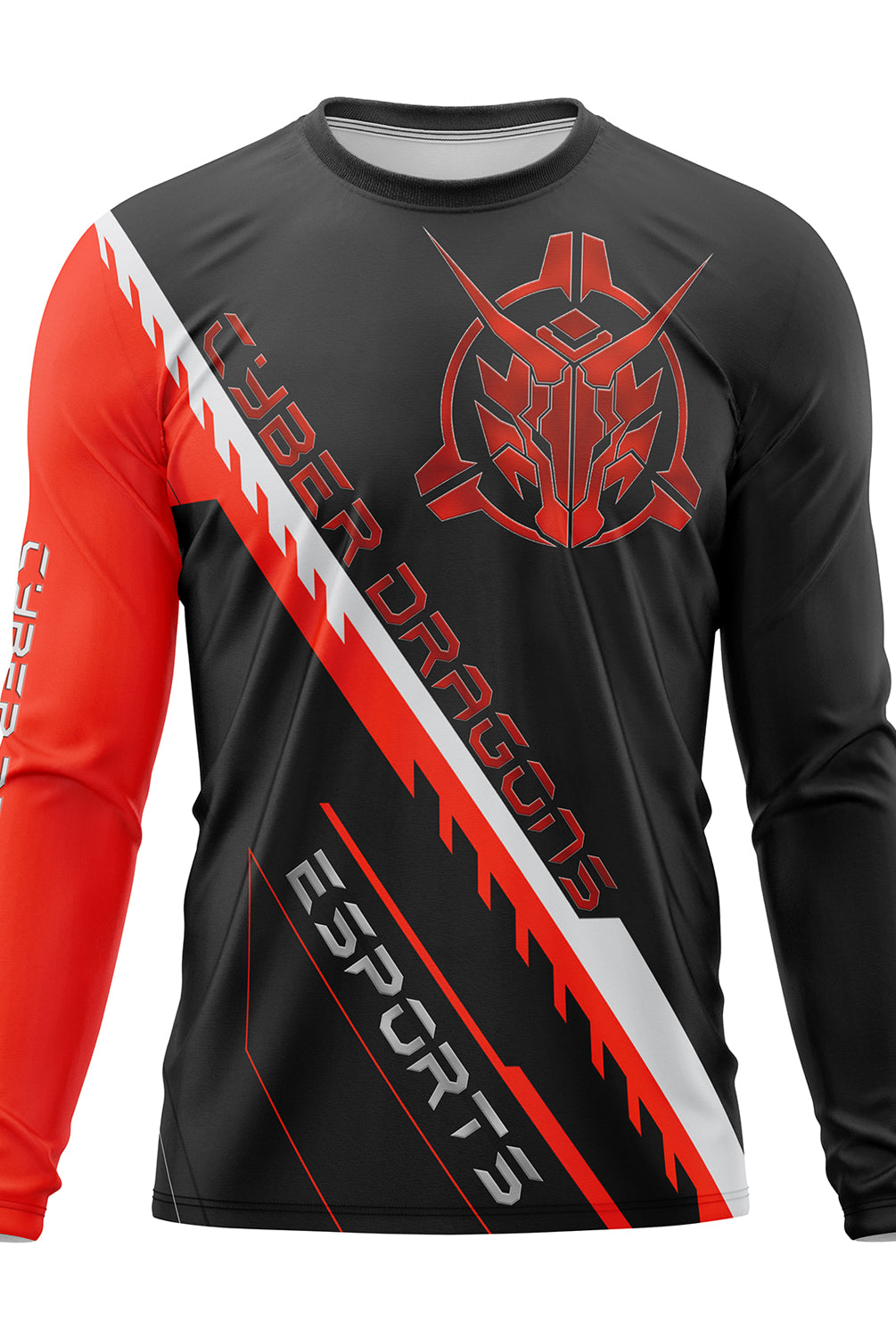 cusom sublimation long sleeve black and red