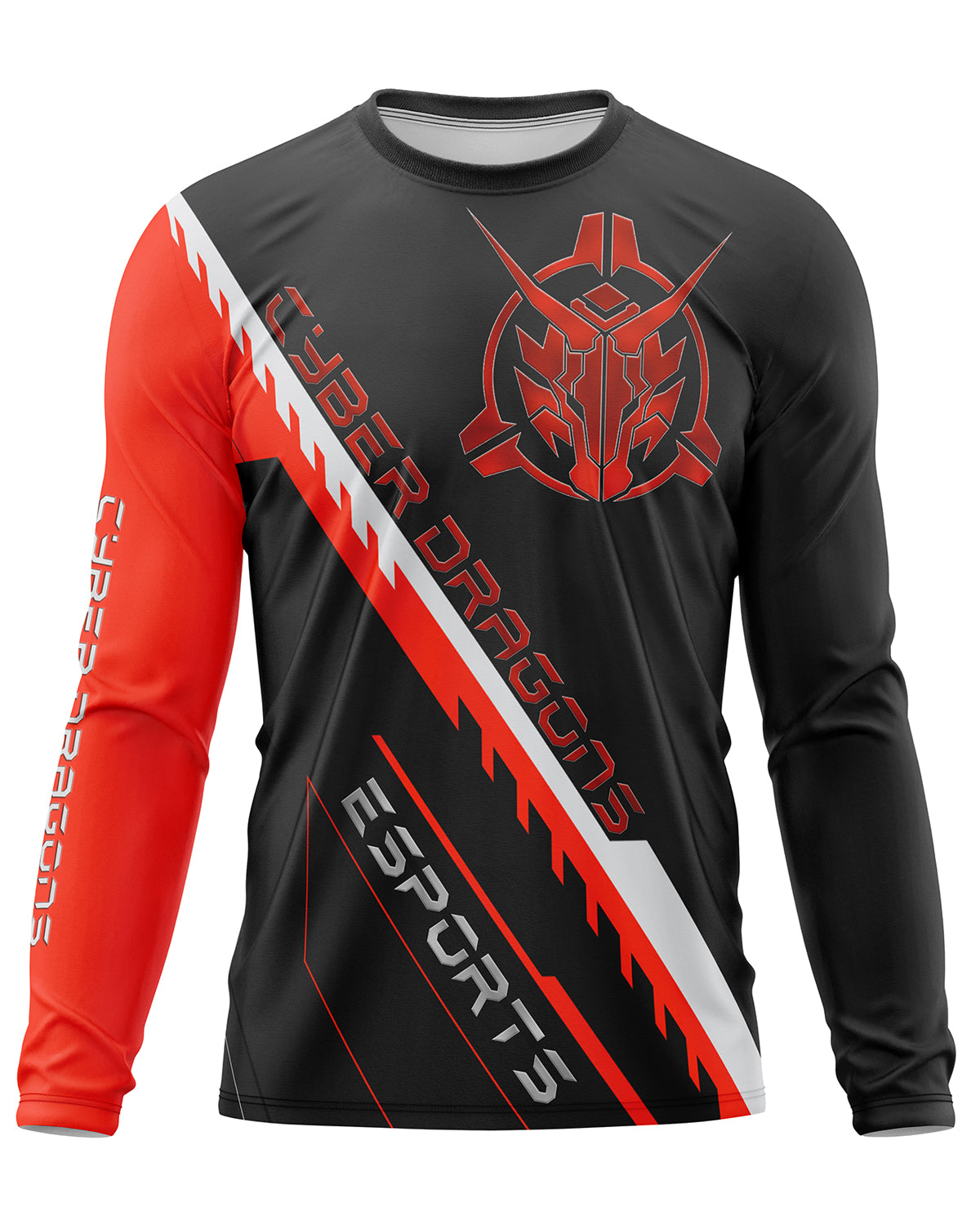 cusom sublimation long sleeve black and red